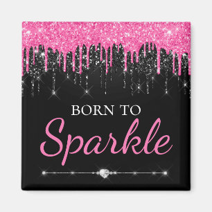 Heet Roze Glam Druppelende Glitters Geboren Om Te Magneet