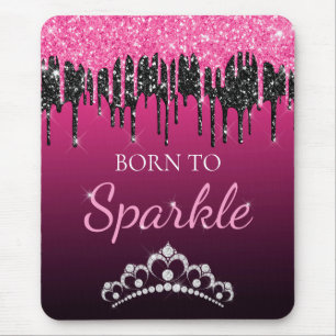 Heet roze glam druppelende glitters geboren om te muismat