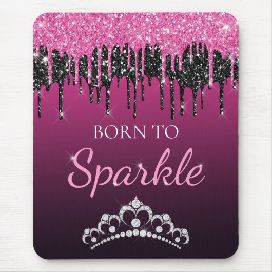 Heet roze glam druppelende glitters geboren om te muismat (Voorkant)