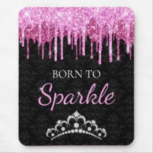Heet Roze Glam Druppelende Glitters Geboren om te Muismat