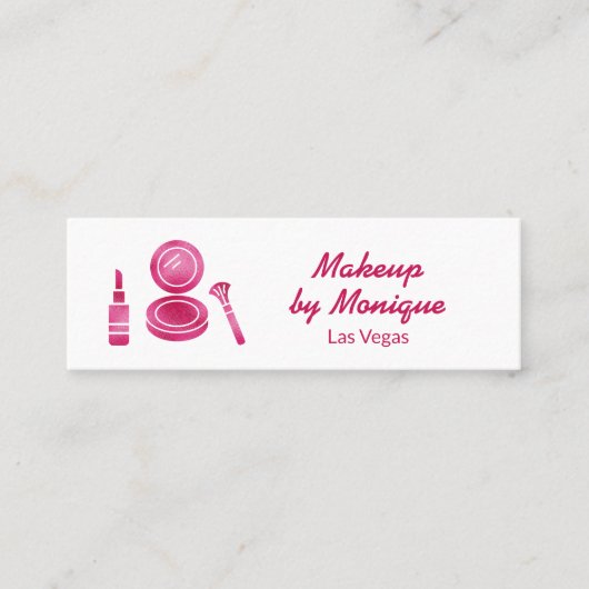 Heet Roze Glam Make-up Artiest QR Code Mini Visitekaartje (Voorkant)