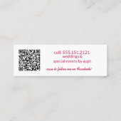 Heet Roze Glam Make-up Artiest QR Code Mini Visitekaartje (Achterkant)