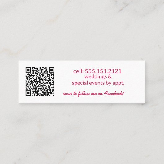 Heet Roze Glam Make-up Artiest QR Code Mini Visitekaartje (Achterkant)