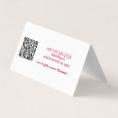 Heet Roze Glam Make-up Artiest QR Code Visitekaartje (Achterkant)