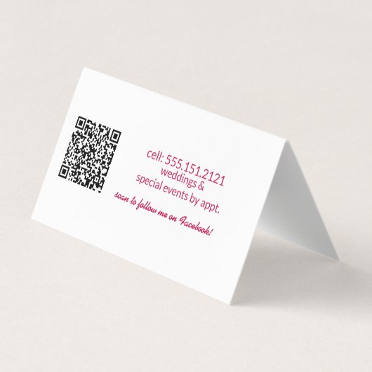 Heet Roze Glam Make-up Artiest QR Code Visitekaartje (Achterkant)