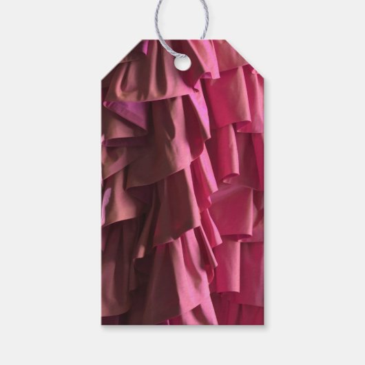 Heet Roze Glam Zijde Ruffles Patroon Modern Cadeaulabel (Voorkant)
