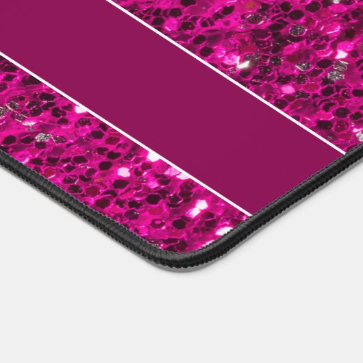 Heet roze glanzend glitter fonkelt Monogram Bureaumat (Hoek)