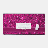 Heet roze glanzende glitter vonken Monogram Bureaumat (Keyboard & Muis)
