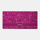 Heet roze glanzende glitter vonken Monogram Bureaumat (Voorkant)