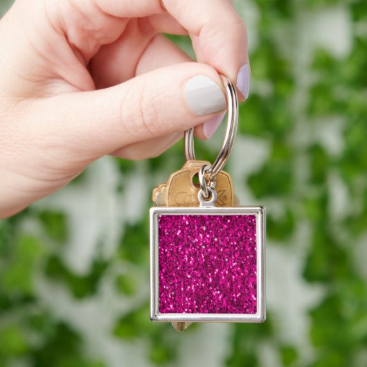 Heet roze glinsterende nepgloeddraad sleutelhanger (Hand)