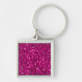 Heet roze glinsterende nepgloeddraad sleutelhanger (Voorkant)