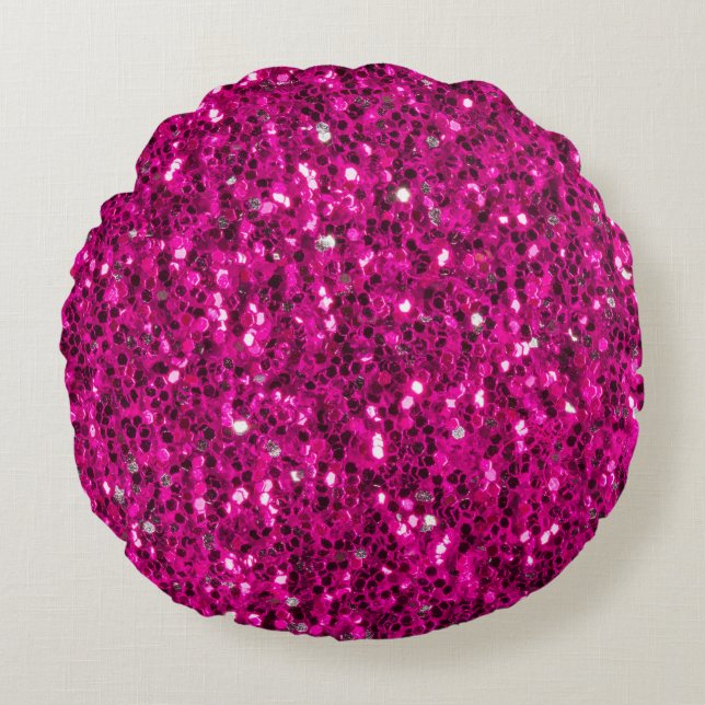 Heet roze glinsterende nepgloei rond kussen (Voorkant)