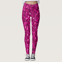 Heet roze glinsterende nepgloeilampjes leggings