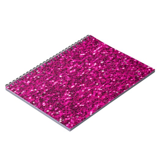 Heet roze glinsterende nepschittering notitieboek (Linkerzijde)