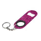 Heet roze glinsterende nepschittertjes mini flessenopener (Voorkant Gekanteld)