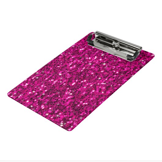 Heet roze glinsterende nepschittertjes mini klembord (Angled3)