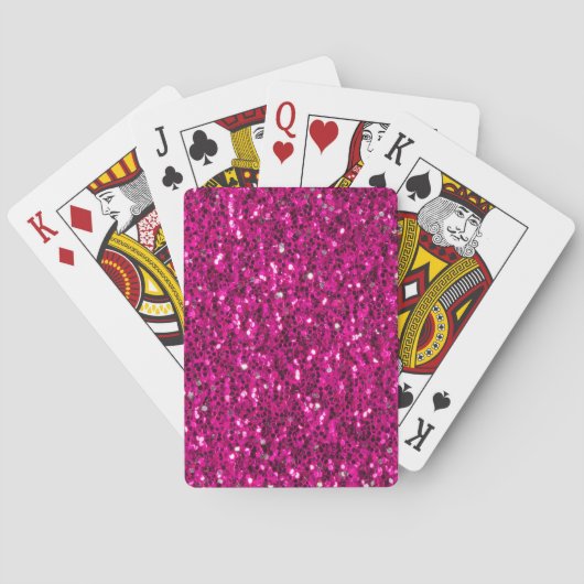 Heet roze glinsterende nepschittertjes pokerkaarten (Achterkant)