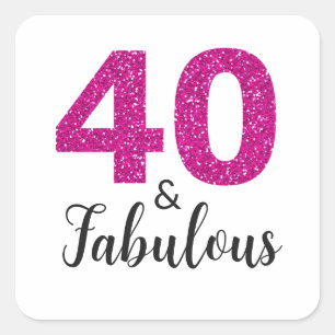 Heet Roze Glitter 40 en Fabulous   40e verjaardag Vierkante Sticker