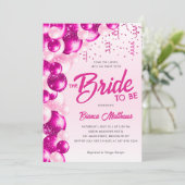 Heet Roze Glitter Ballonbruid om Vrijgezellenfeest Kaart (Staand voorkant)