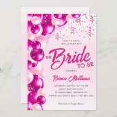 Heet Roze Glitter Ballonbruid om Vrijgezellenfeest Kaart (Voorkant / Achterkant)