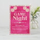 Heet roze glitter dobbelstenen dames spel nacht kaart (Staand voorkant)