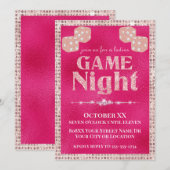 Heet roze glitter dobbelstenen dames spel nacht kaart (Voorkant / Achterkant)