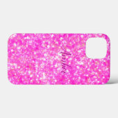 Heet Roze Glitter Elegante Persoonlijke Case-Mate iPhone Case (Achterkant (horizontaal))
