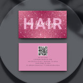 Heet Roze Glitter Haar Door Stylist QR Code Visitekaartje