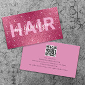 Heet Roze Glitter Haar Door Stylist QR Code Visitekaartje