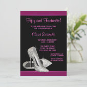 Heet Roze Glitter Hoge Hakken Vrouwen 50ste Verjaa Kaart (Staand voorkant)