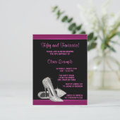 Heet Roze Glitter Hoge Hakken Vrouwen 50ste Verjaa Kaart (Staand voorkant)