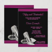 Heet Roze Glitter Hoge Hakken Vrouwen 50ste Verjaa Kaart (Voorkant / Achterkant)