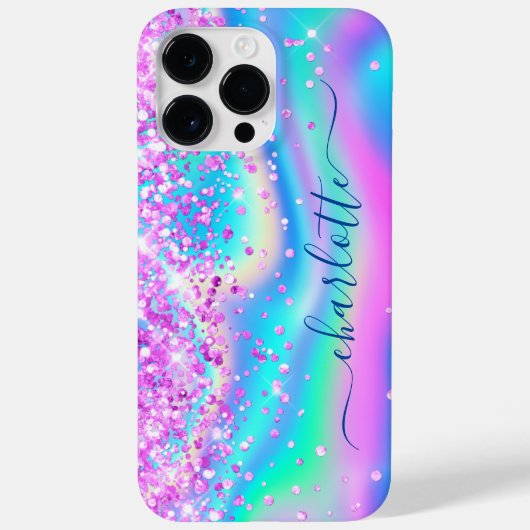 Heet Roze Glitter Iridescente Glam Meisjesachtige Case-Mate iPhone Case (Achterkant)