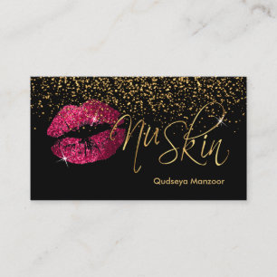 Heet Roze Glitter Lips & Gouden Confetti Visitekaartje