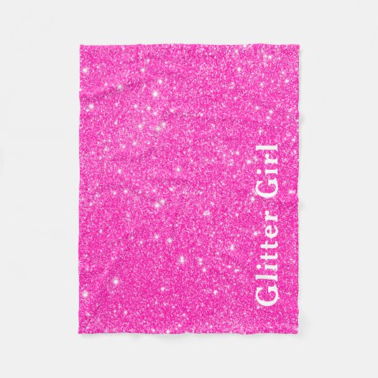 Heet Roze Glitter Meisje Laat Je Glamour Vlamen Fleece Deken (Voorkant)