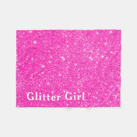 Heet Roze Glitter Meisje Show Uw Glamours Sparkle Fleece Deken (Voorkant (Horizontaal))
