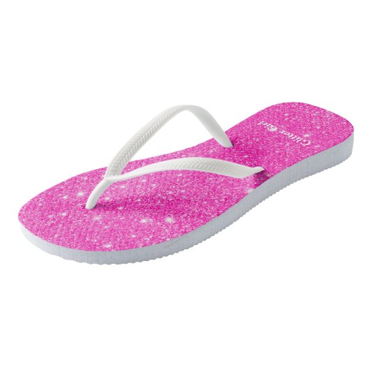 Heet Roze Glitter Meisje Show Uw Glamours Sparkle Teenslippers (Schuin)