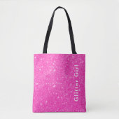 Heet Roze Glitter Meisje Show Uw Glamours Sparkle Tote Bag (Voorkant)