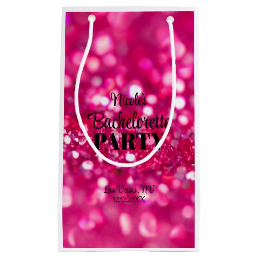 Heet Roze Glitter Modern Glam Bachelorette Party Klein Cadeauzakje (Voorkant)