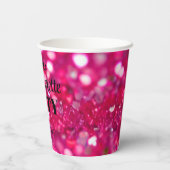 Heet Roze Glitter Modern Glam Bachelorette Party Papieren Bekers (Achterkant)