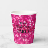 Heet Roze Glitter Modern Glam Bachelorette Party Papieren Bekers (Voorkant)