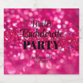 Heet Roze Glitter Modern Glam Bachelorette Party Sparkling Wijnetiket (Enkel label)