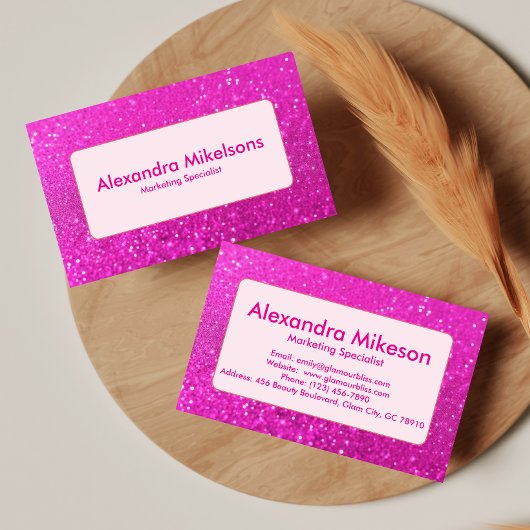 Heet Roze Glitter Moderne Branding Visitekaartje