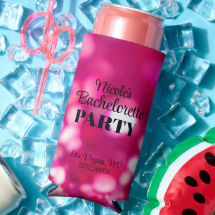 Heet Roze Glitter Moderne Glam Bachelorette Feest Seltzer Blikjeskoeler