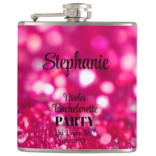 Heet Roze Glitter Moderne Glam Verlovingsfeest Heupfles