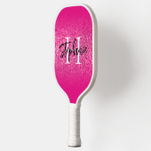 Heet Roze Glitter Ombre Monogram Pickleball Paddle (Links)