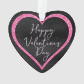 Heet Roze Glitter op Zwarte Romantische Valentijns Ornament (achterkant)