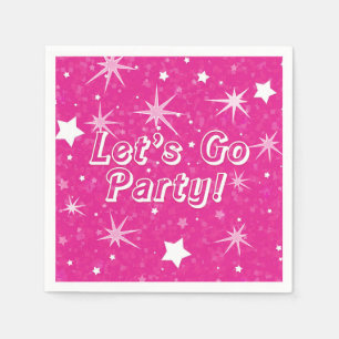 Heet Roze Glitter Sterren Laten we naar het Feest Servet