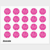 Heet Roze Glitter Sterren Laten we naar het Feestj Ronde Sticker (Vel)