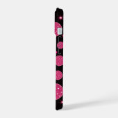 Heet Roze Glitter Strikken & Stippen Chic  iPhone 15 Case (Linkerkant)